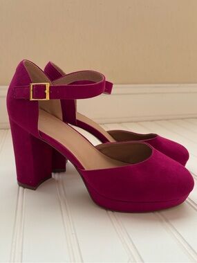 Loft | Women's Ankle Strap Platform Heels Size 8 Magenta NWOT Barbie Party Event